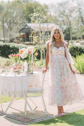 Rosie Shoulder Tie Midi DressPink