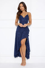 Sapphire Cascade Midi Dress